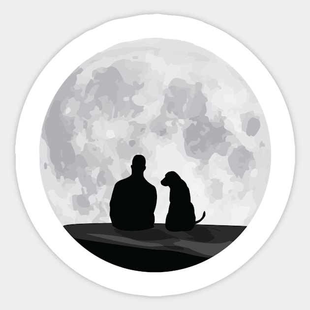 Dog, Moon and me : paws-itive vibes Sticker by HurdyGurdy